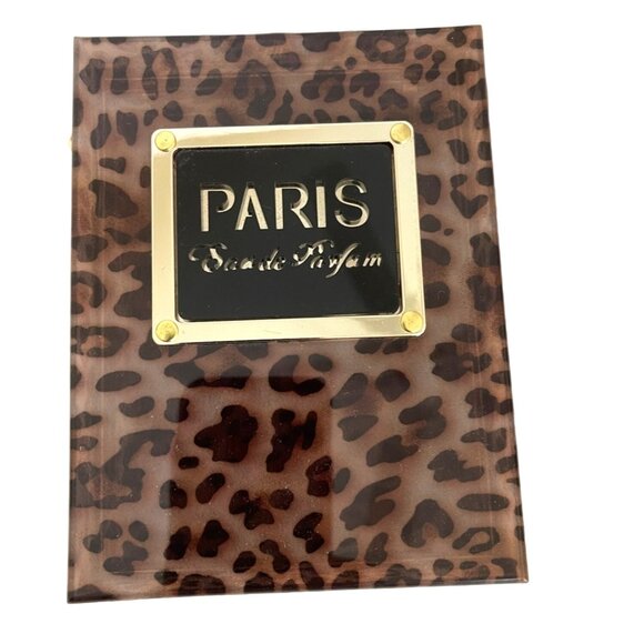 Paris Leopard Purse Brown Acrylic Bag Clutch Chain Shoulder Strap Eau De Parfum - Picture 10 of 10